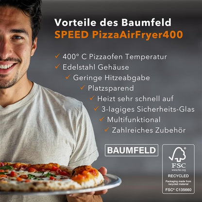 BAUMFELD PizzaAirfryer400 Multifunktionsofen 400°C - Schwarz