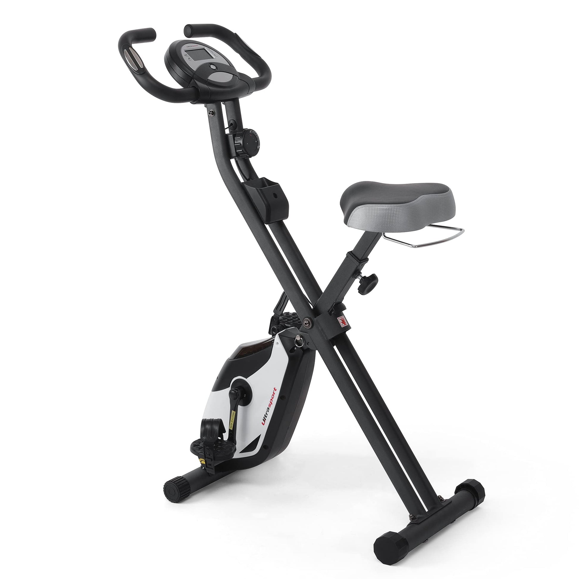 Ultrasport F-Bike Heavy Heimtrainer – Klappbares Fitnessvelo. Schwarzes, klappbares Ergometer für Herz-Kreislauf-Training zuhause.