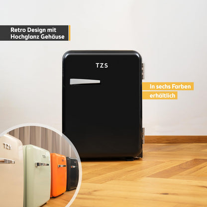 TZS First Austria Retro Mini Kühlschrank 40L lautlos, schwarz