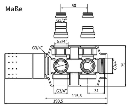 Buderus Multiblock Universal Ventilset - Eck/Durchgang mit Thermostatkopf