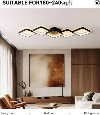 LED Deckenleuchte Dimmbar 45W - Schwarz 92cm Rechteckig