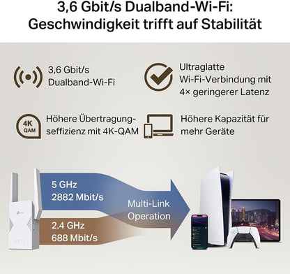 TP-Link RE225BE Wi-Fi 7 WLAN Repeater Dual-Band EasyMesh