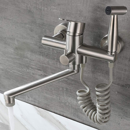 Culinaro Wandarmatur Küchenarmatur 360° Auslauf - Gebürstetes Nickel