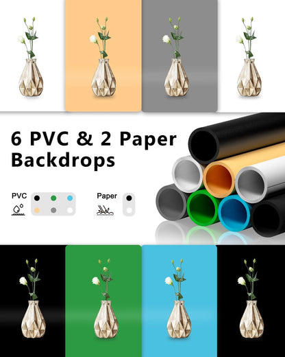 DUCLUS Fotobox 40x40 cm faltbar Lichtzelt Set - LED, 8 Hintergründe