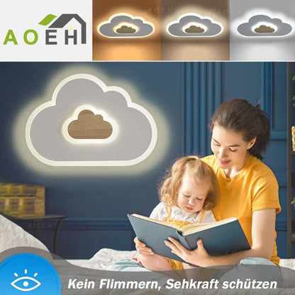 AOEH Wolke Holz LED Deckenleuchte - Kinderzimmer 60cm Dimmbar