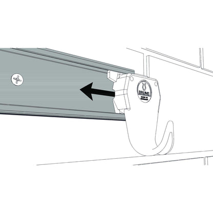 Bruns Gerätehalter Schiene 100 cm mit 8 Haltern und 2 Haken