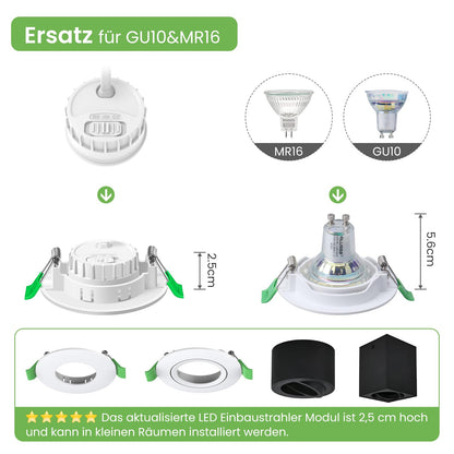 ALUSSO LED Modul 6W 540lm dimmbar, 3 Farbtemperaturen, IP44, 6er-Set