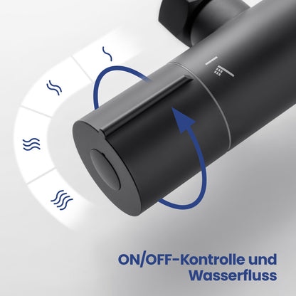 Auralum Duscharmatur mit Thermostat, 38°C Sicherheitssperre, Schwarz