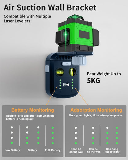 Tyrry DC10 Laser-Wasserwaage 4-in-1 mit Vakuum-Saugnapf