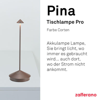 Zafferano Pina Tischlampe kabellos wiederaufladbar - Corten