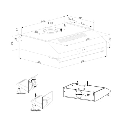 NEG NEG15-TDLW+ Doppelmotor Unterbau-Dunstabzugshaube - Weiss