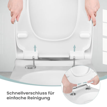 WOLTU WS2615 WC-Sitz mit Absenkautomatik, Duroplast, eckig, weiss