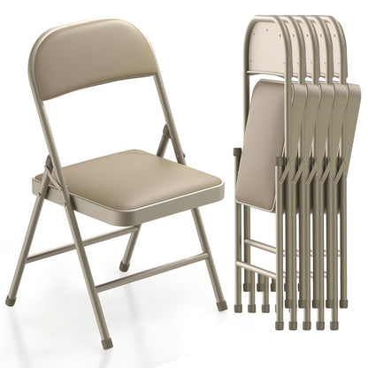 BULAGE Klappstuhl Gepolstert 6er Set - Khaki für Garten & Esszimmer