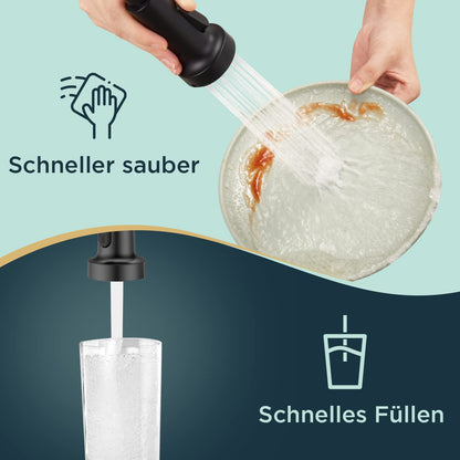 FORIOUS Küchenarmatur mit herunterziehbarer Brause, 360° schwenkbar