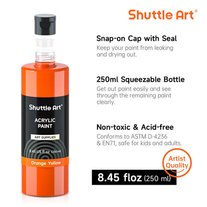 Shuttle Art Acrylfarben Set, 18 Farben à 250 ml, hochpigmentiert