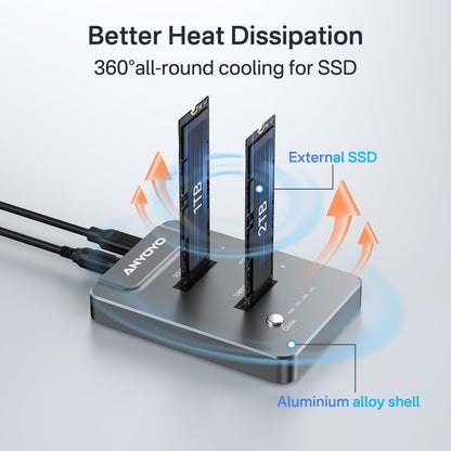 Premium M.2 NVMe SSD Docking Station – Dual Bay Offline Clone 10Gbps
