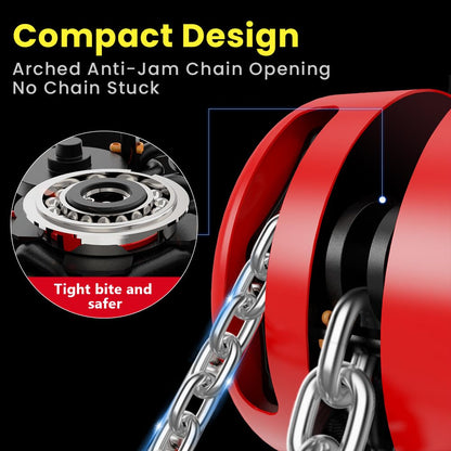 Anbull 2T Kettenzug Handseilwinde Flaschenzug Hebezug - 3m Kette