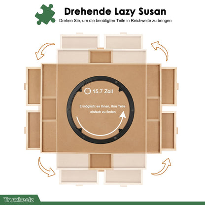 Drehbarer Puzzletisch 1500 Teile – 6 Schubladen & Abdeckung 64x87cm