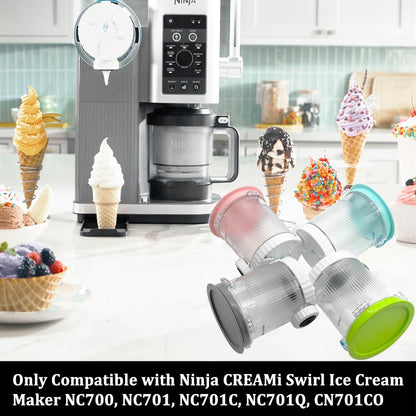 AUMUA Eisbehälter 4er-Pack mit Deckel für Ninja Swirl by CREAMi NC701