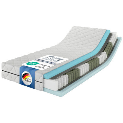 MSS MedicSpring Taschenfederkernmatratze – 2-in-1 H2/H3 90x200. Wendbar für angepassten Schlafkomfort & Stützkraft (H2/H3).