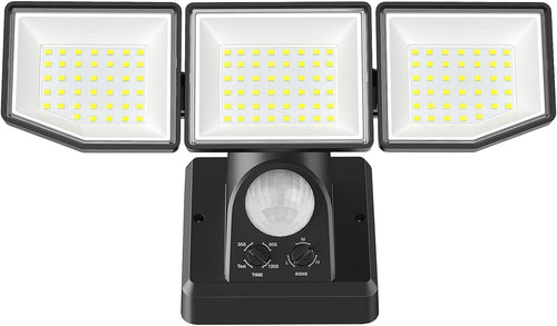 YTKIH LED Strahler mit Bewegungsmelder Aussen 6000 lm 38 W IP65, drei verstellbare Leuchtenköpfe