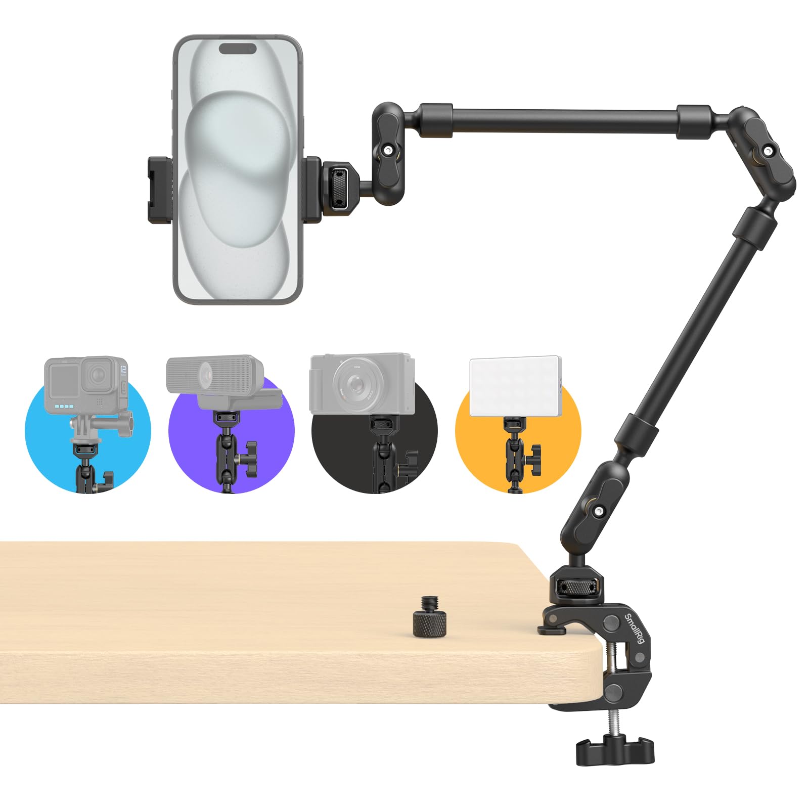 SMALLRIG Magic Arm mit Klemme 22 Zoll, Gelenkarm für Kamera (4766) aus Aluminiumlegierung
