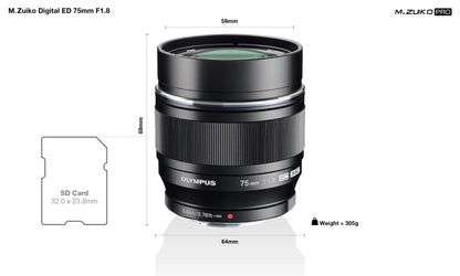 OLYMPUS M.ZUIKO ED 75mm f/1.8 Fotoobjektiv - Schwarz