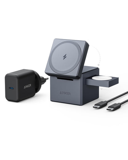 Anker 3-in-1 Cube MagSafe Induktive Ladestation – 30W PD inkl.
