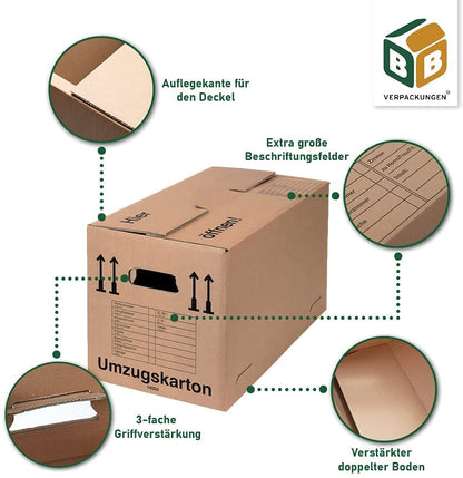 BB-Verpackungen Umzugskarton Spedition - 70 Stk. 2-wellig 650x350x370mm