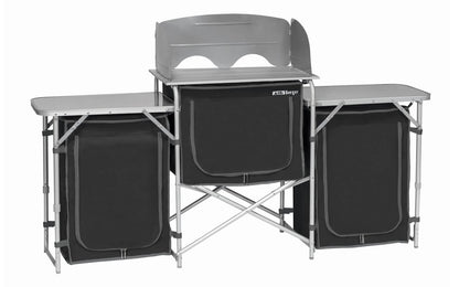 BERGER Campingküche XL – Faltbarer Campingschrank mit Windschutz