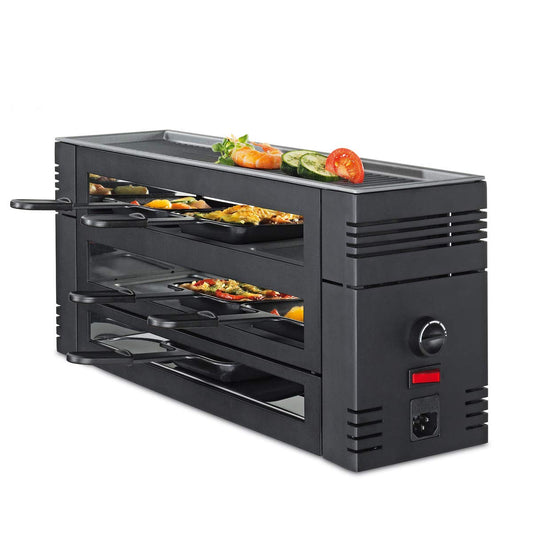 Spring Pizza-Raclette-6 mit Alu-Grillplatte Schwarz