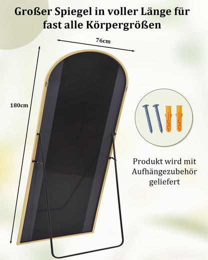 BEAUTYPEAK Grosser Bogen Ganzkörperspiegel 180x76 cm Gold