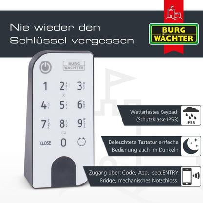 BURG-WÄCHTER ENTRYeasy 7601 PIN Türschloss mit Keypad - Schwarz