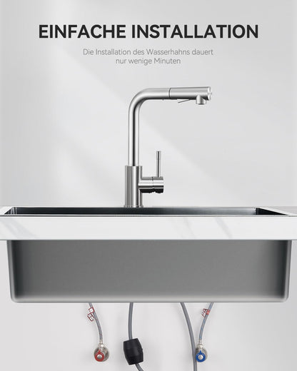 Sofetiy Küchenarmatur Ausziehbar mit Brause – Edelstahl Gebürstet