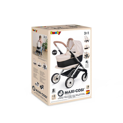Smoby Maxi-Cosi 3-in-1 Puppenwagen mit Tragekorb und Buggy