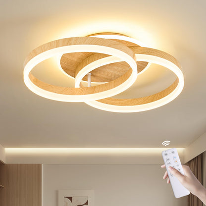 Amdelne LED Deckenleuchte 2-Ringe - Holzoptik Dimmbar 50cm