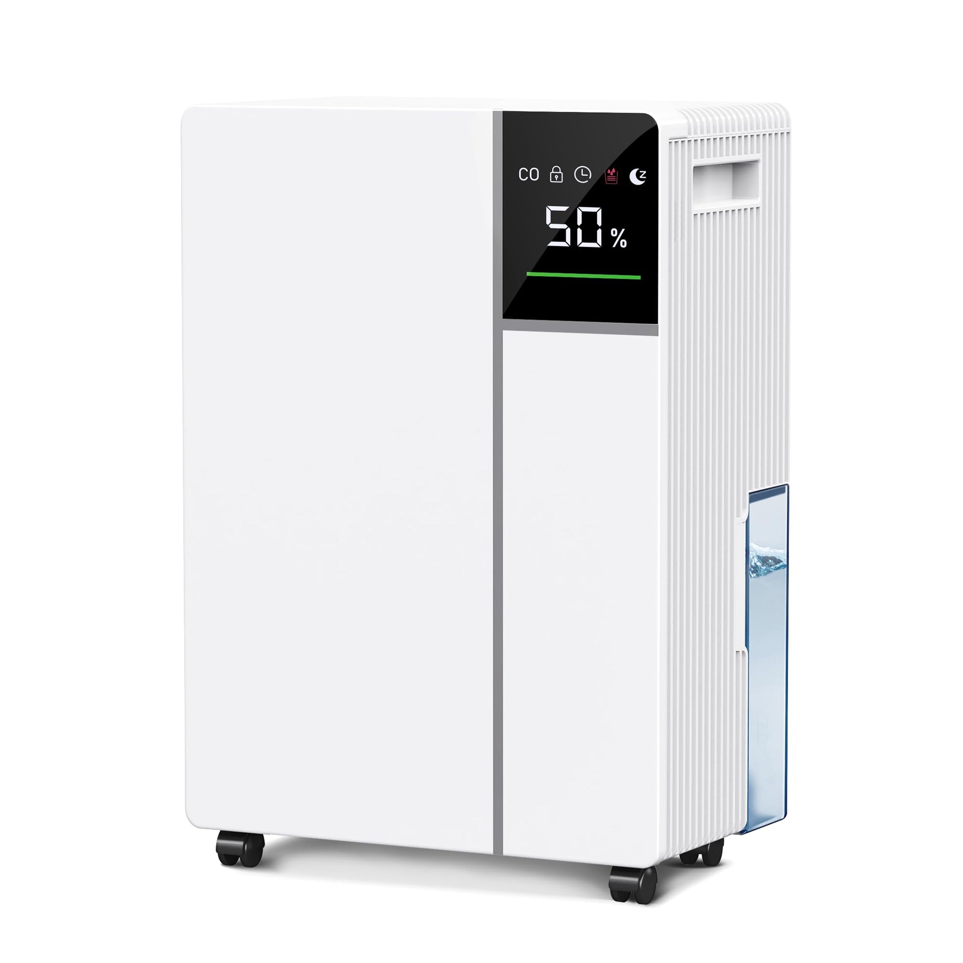 Fwoueot Luftentfeuchter elektrisch mit Kompressor, 16 l/24 h bis 45 m², 2-Liter-Tank und 360°-Lenkrollen