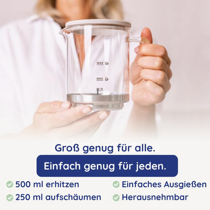 Safecourt Elektrischer Milchaufschäumer MF500 mit Glasbehälter