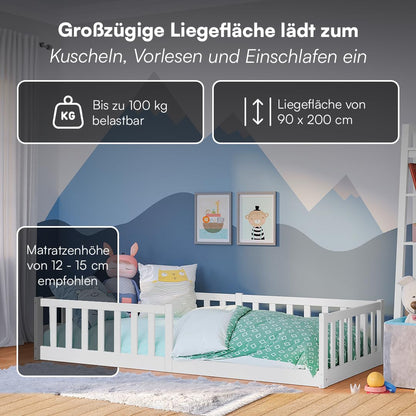 Bellabino Vere Bodenbett Montessori 90x200 cm Weiss