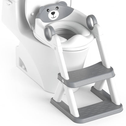 Rabb 1st Toilettentrainer mit Treppe, 2-in-1 Kindertoilettensitz mit weicher PVC-Polsterung