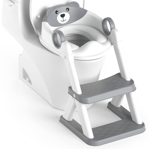 Rabb 1st Toilettentrainer mit Treppe, 2-in-1 Kindertoilettensitz mit weicher PVC-Polsterung