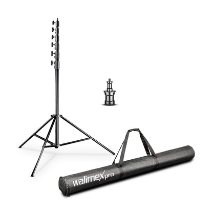 Walimex pro AIR Jumbo 730 Lampenstativ – 22.5 kg. Schwarzes, robustes Teleskopstativ mit Luftfederung zur sicheren Positionierung schwerer Studioleuchten.