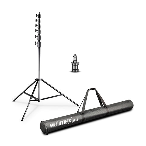 Walimex pro AIR Jumbo 730 Lampenstativ – 22.5 kg. Schwarzes, robustes Teleskopstativ mit Luftfederung zur sicheren Positionierung schwerer Studioleuchten.