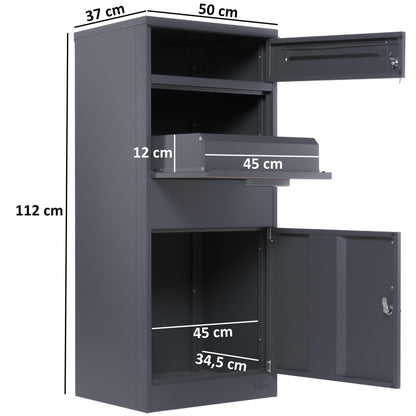 Zelsius Paketbriefkasten Briefkasten mit Paketfach – Anthrazit Holzoptik