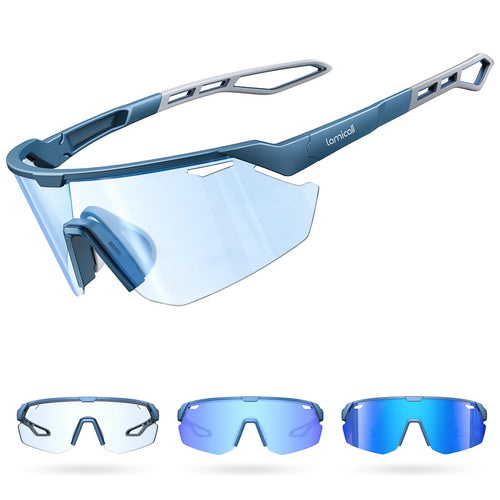 Lamicall Fahrradbrille selbsttönend UV400 Sportbrille Herren Damen mit TR90-Rahmen
