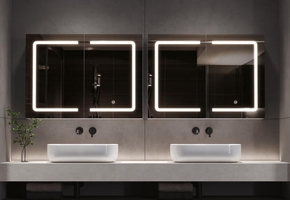 DICTAC Spiegelschrank mit LED-Beleuchtung und Steckdose, 80 cm, weiss