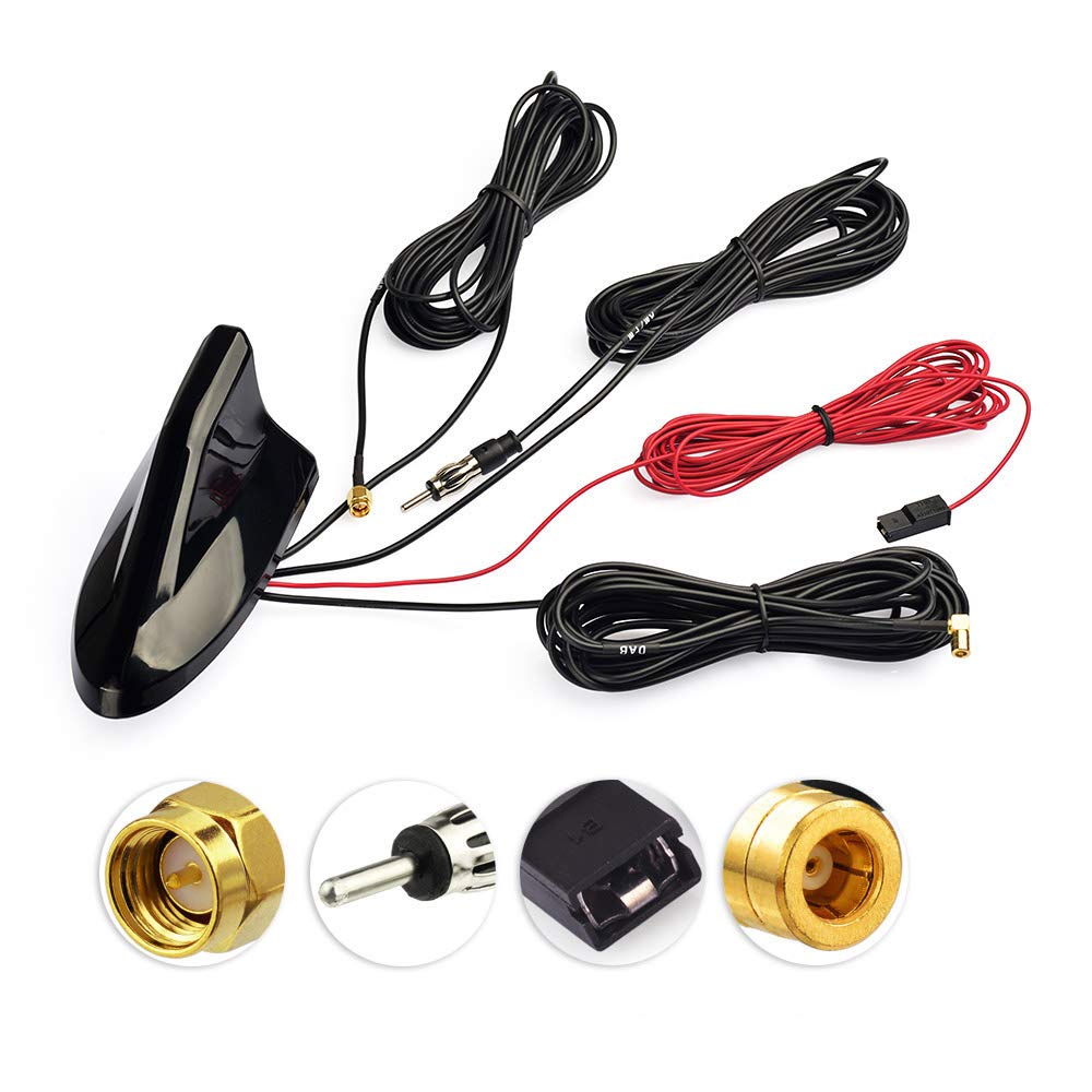 Eightwood Haifischflosse DAB+ FM GPS Dachantenne mit Verstärker. Empfängt verstärkt DAB+, FM und GPS Signale.