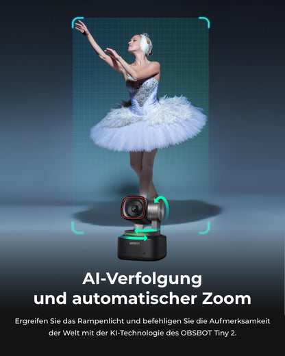 OBSBOT Tiny 2 PTZ 4K Webcam – KI-Tracking & Gestensteuerung