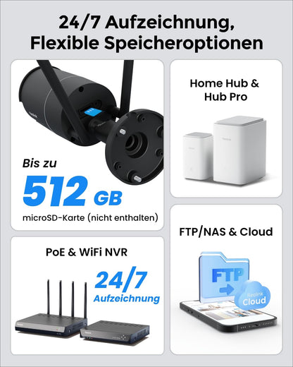 Reolink RLC-510WA 2K+ WLAN Überwachungskamera Aussen, 5MP, Schwarz