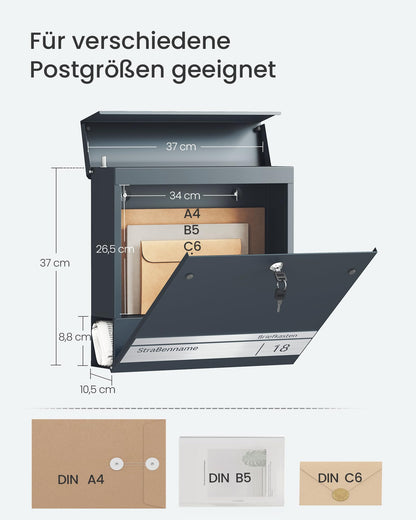 SONGMICS GMB090G01 Briefkasten – anthrazitgrau personalisiert